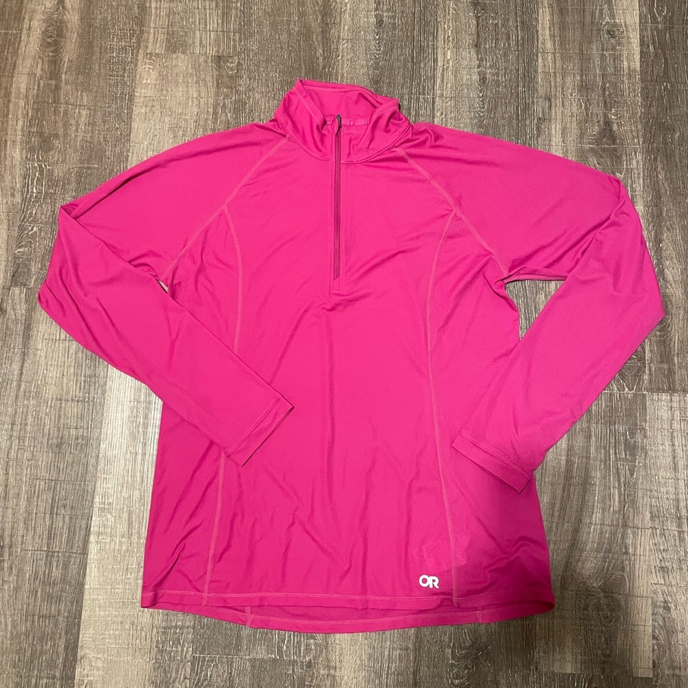 Outdoor Research 1/4 Zip Echo Long Sleeve Shirt. Hot pink color. Women’s Sz XL